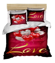 L'essentiel linge de maison Juego de funda de edredón doble Rojo, Blanco y Dorado